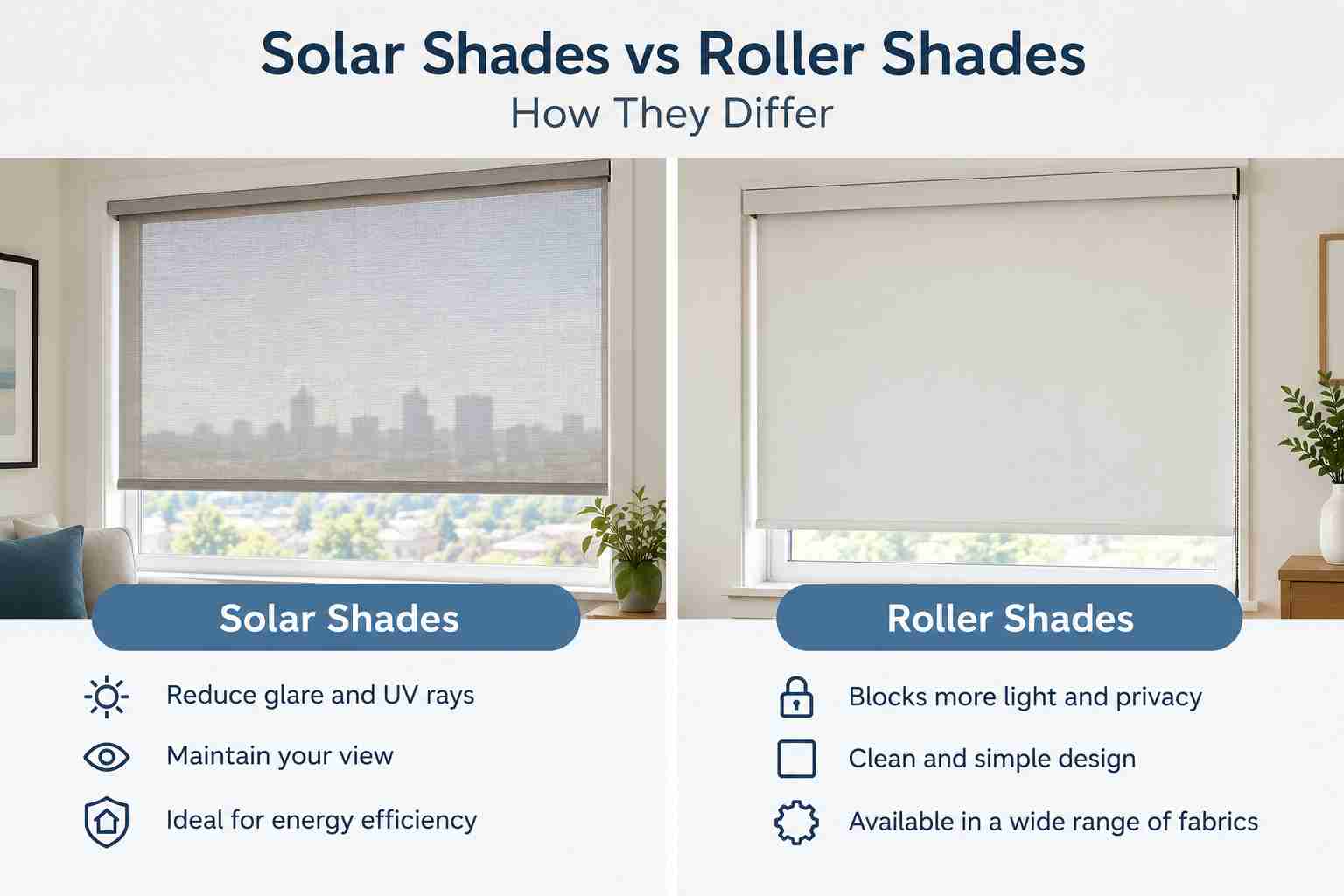 Solar Shades vs. Roller Shades: How They Differ