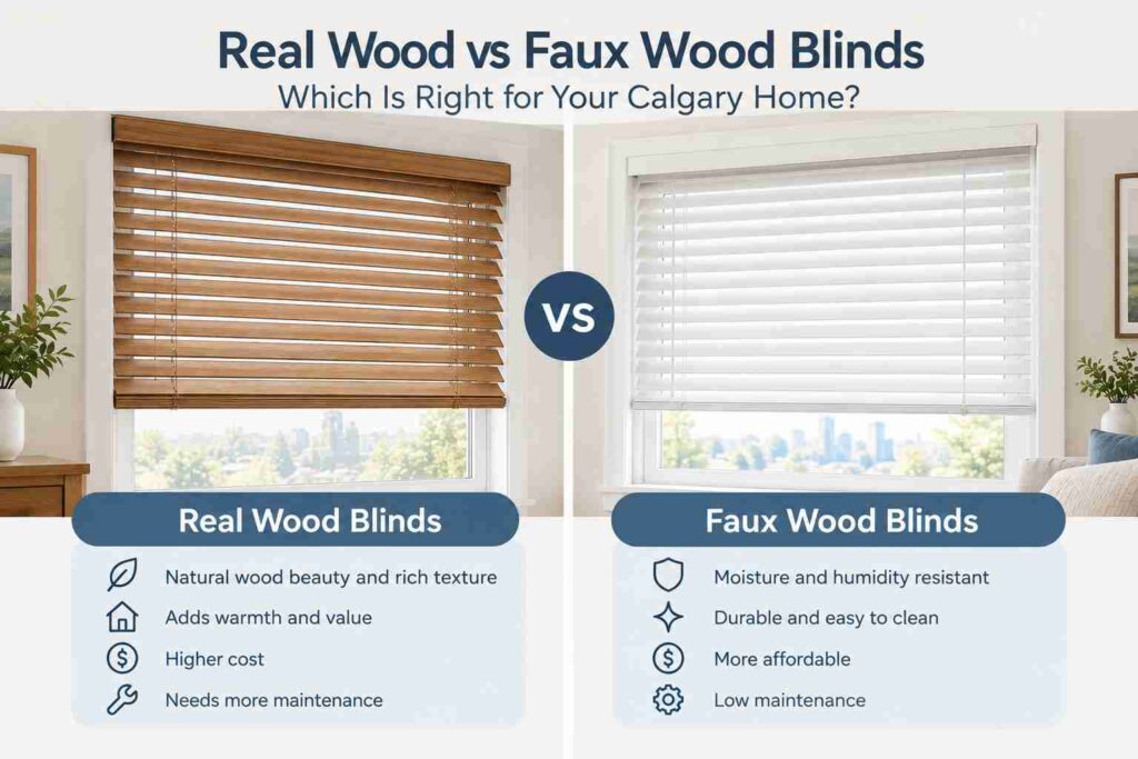 Real Wood vs. Faux Wood Blinds: Which Is Right for Your Calgary Home