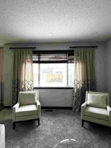Vertical Sheers with Decorative Panels in a Calgary Home