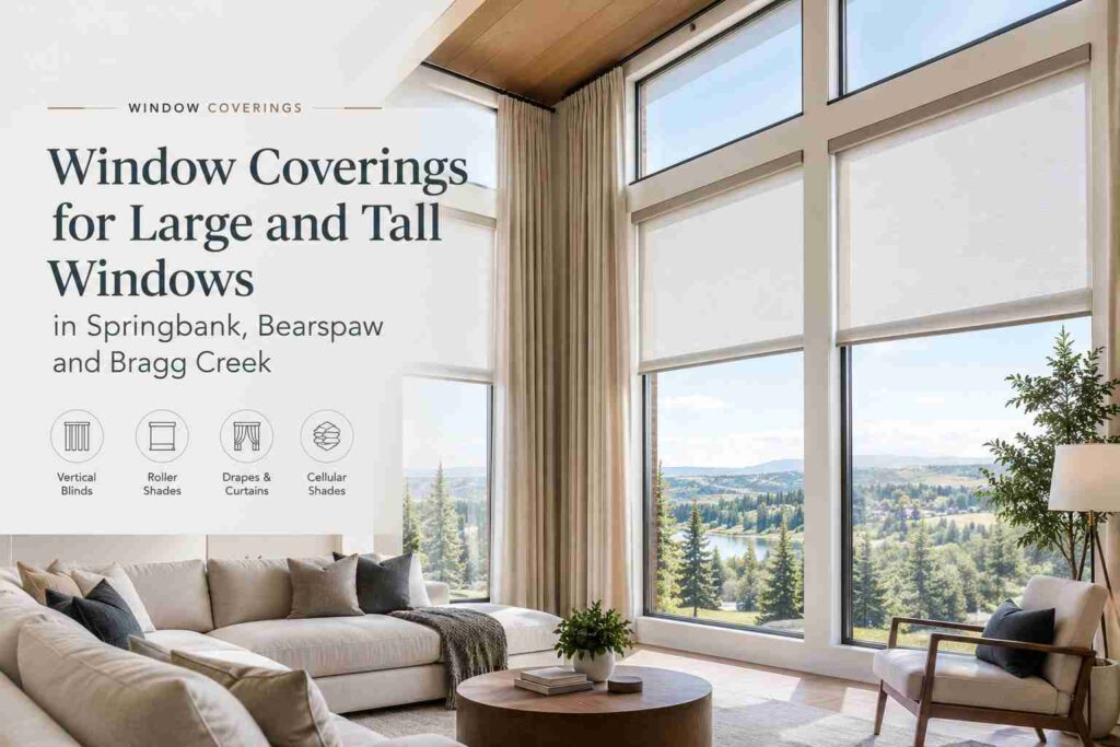 Window Coverings for Large and Tall Windows in Springbank, Bearspaw and Bragg Creek